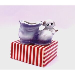 Vintage Tiny Puppy Boot Match Holder Japan Mini Trinket Figurine